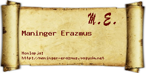 Maninger Erazmus névjegykártya